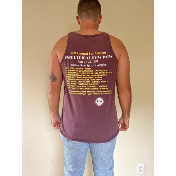 Vintage 90s Single Los Angeles Intertribal Native American Pow Wow Tank Top XL - Picture 3 of 5